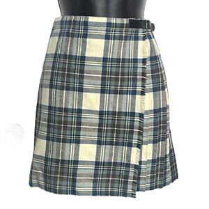 VINTAGE TARTAN PLAID WOOL SKIRT BY ARCHIE BROWN & SON SCHOOL GIRL PLEATED XS EUC